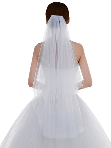 Book Cover Edith qi Women's Simple Tulle Bridal Veil Short Wedding Veil -  White -