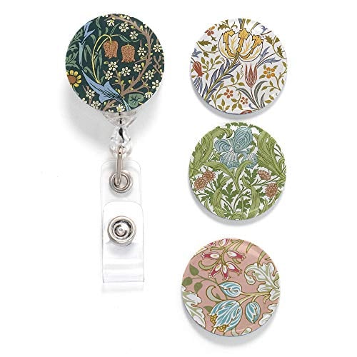 Book Cover Buttonsmith William Morris 5 Tinker Reel Retractable Badge Reel - with Belt Clip and Extra-Long 36 inch Standard Duty Cord - Made in The USA