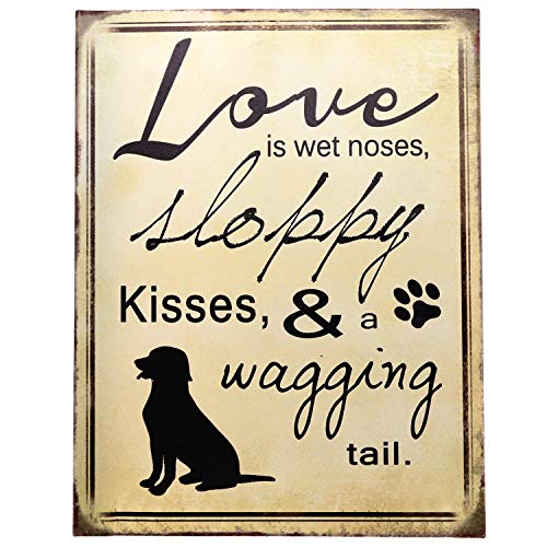 Book Cover Barnyard Designs Love is Sloppy Kisses Wagging Tail Dog Retro Vintage Tin Bar Sign Country Home Decor 10