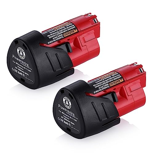 Book Cover Powerextra 2 Pack 12V 3000mAh Lithium-ion Replacement Battery Compatible with Milwaukee M12 48-11-2411 48-11-2420 48-11-2401 48-11-2402 48-11-2401 12-Volt M12 Cordless Tools