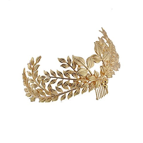 Book Cover Eseres Gold Leaf Hair Crown Wedding Hair Jewelry with Combs for Women