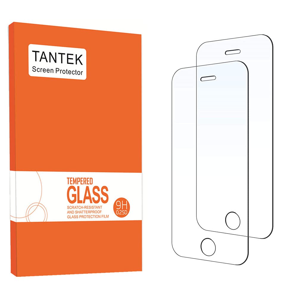 Book Cover TANTEK Ultra Clear 9H Tempered Glass Screen Protector for iPhone 5/5C/5S/SE - 2 Pack