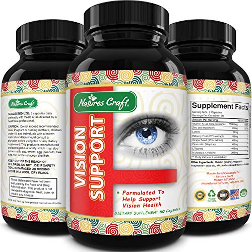 Book Cover Lutein Eye Support Supplement - Advanced Vision Support Vitamin - #1 Antioxidant to Keep Eyes Strong & Vision Clear – Improve Ocular Health with Pure Zinc & Bilberry for Women & Men