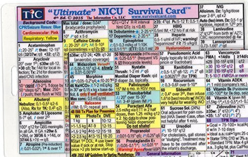 Book Cover Ultimate NICU (Neonatal Intensive Care Unit) Survival Card Quick Reference Guide (Small 3 x 4 3/8 in., ID/Badge Size) Latest updates - laminated with hole punched - Water Resistant