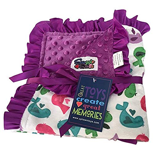 Book Cover Snuggle Stuffs Baby Girls Reversible Minky Velboa Stroller Blanket (Choose Color) (Birds/Violet)