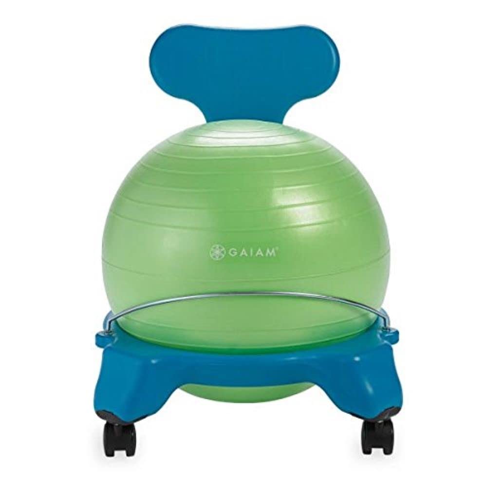 Book Cover Gaiam Kids Balance Ball Chair - Classic Children's Stability Ball Chair, Alternative School Classroom Flexible Desk Seating for Active Students with Satisfaction Guarantee, Blue/Green