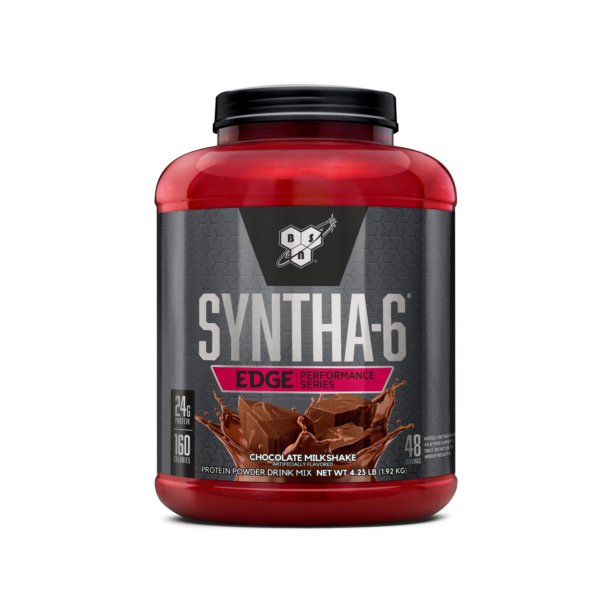 Book Cover BSN SYNTHA-6 Edge Protein Powder, Chocolate Protein Powder with Hydrolyzed Whey, Micellar Casein, Milk Protein Isolate, Low Sugar, 24g Protein, Chocolate Milkshake, 48 Servings Chocolate Milkshake 48.0 Servings (Pack of 1)