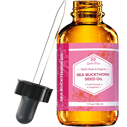 Book Cover Sea Buckthorn Seed Oil by Leven Rose - 100% Pure Organic Unrefined Cold Pressed Anti Aging Acne Treatment for Hair Skin and Nails - 1 oz