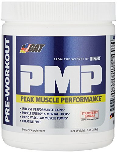 Book Cover GAT PMP (Peak Muscle Performance), Next Generation Pre Workout Powder for Intense Performance Gains, Strawberry Banana, 30 Servings