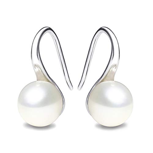 Book Cover White Pearl Earrings Jewelry with Sterling Silver Hook