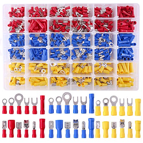 Book Cover Glarks 540pcs 22-16/16-14/12-10 Gauge Mixed Quick Disconnect Electrical Insulated Butt Bullet Spade Fork Ring Solderless Crimp Terminals Connectors Assortment Kit