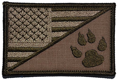 Book Cover USA Flag/Tracker Paw Scout Emblem 2.25x3.5 Patch - Multiple Color Options (Coyote Brown)