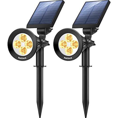 Book Cover Nekteck Solar Powered Garden Spotlight - Outdoor Spot Light for Walkways, Landscaping, Security, Etc. - Ground Or Wall Mount Options (2 Pack, Warm White)