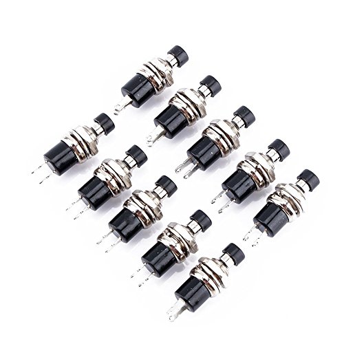 Book Cover Yosoo 10Pcs Momentary Push Button Switch Lockless ON/OFF Black Switch