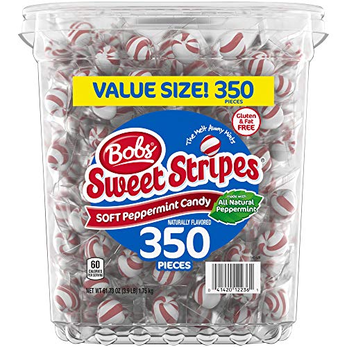 Book Cover Bob's Sweet Stripes Soft Peppermint Candy, Summer Candy, 350 Individually-Wrapped Pieces ,3.9 Pound Tub