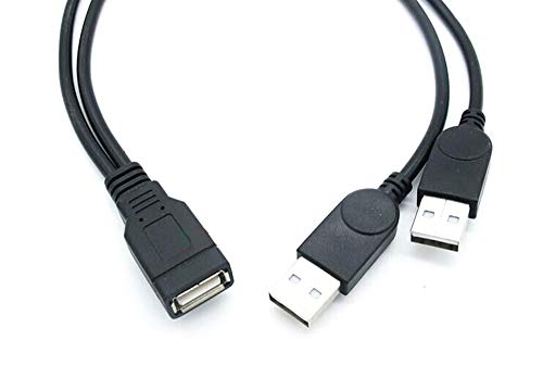 Book Cover Cuziss 30cm USB 2.0 a Power Enhancer Y 1 Female to 2 Male Data Charge Cable Extension Cord