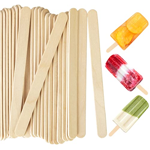 Book Cover Acerich 200 Pcs Craft Sticks, Popsicle Sticks Ice Cream Wooden Sticks 4.5 Inch Length Treat Sticks for DIY Crafts, Mixing, Waxing