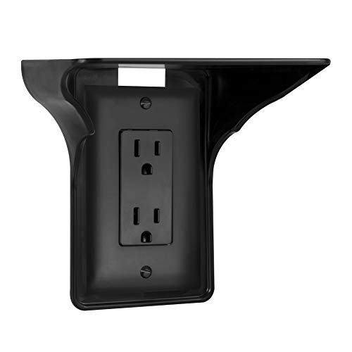 Book Cover Official Power Perch Single Wall Outlet Shelf. Home Wall Shelf Organizer for Outlets. Perfect for Bathroom, Kitchen, Bedrooms with Cord Management and Easy Installation. Black 1-Pack