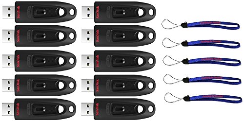 Book Cover SanDisk Ultra USB (10 Pack) 3.0 32GB CZ48 Flash Drive High Performance Jump Drive/Thumb Drive/Pen Drive up to 100MB/s - with (5) Everything But Stromboli (tm) Lanyard