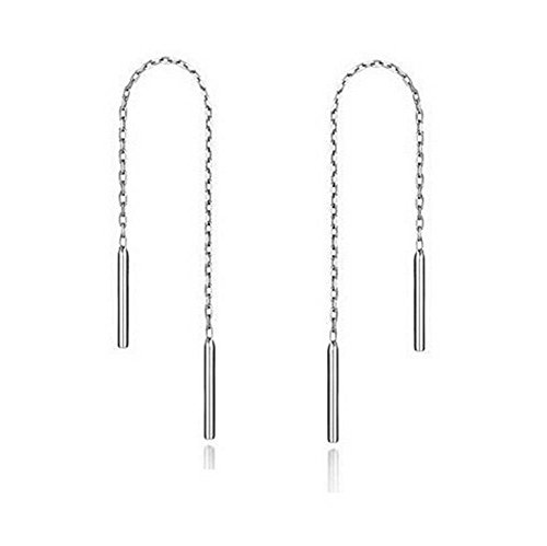 Book Cover Gintan Sterling Silver Threader Earrings, Gold Chain Earrings Hypoallergenic Threader Dangly Earrings Ear Threader Earrings for Women, 3 Inch & 4 Inch