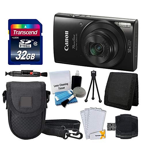Book Cover Canon PowerShot ELPH 190 is Digital Camera (Black) + Transcend 32GB Memory Card + Camera Case + USB Card Reader + Screen Protectors + Memory Card Wallet + Cleaning Pen + Great Value Accessory Bundle