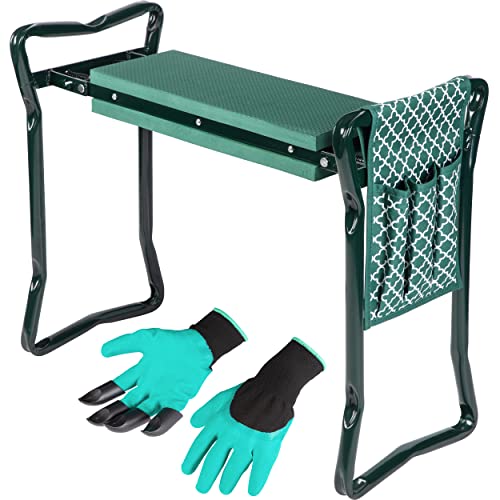 Book Cover Abco Tech Garden Stool & Kneeler - Kneeler & Stool for Gardening, Foldable Garden Seat for Storage, Garden Kneelers for Seniors, Great Gardening Gifts for Women, Bench Comes with Tool Pouch & Gloves