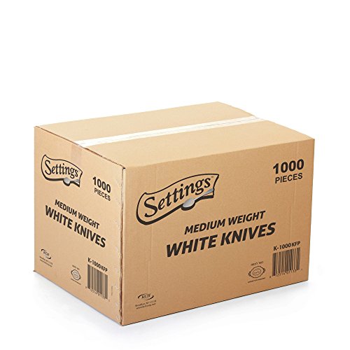 Book Cover [1000 Count] Settings Plastic White Knives, Practical Disposable Cutlery, Great For Home, Office, School, Party, Picnics, Restaurant, Take-out Fast Food, Outdoor Events, Or Every Day Use, 1 Box