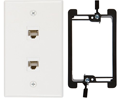 Book Cover Buyer's Point 2 Port Cat6 Wall Plate, Female-Female White with Single Gang Low Voltage Mounting Bracket Device (2 Port)