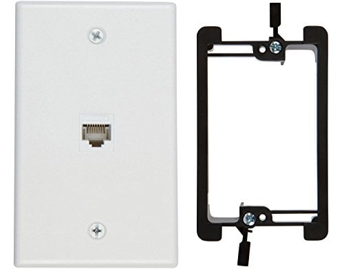 Book Cover Buyer's Point 1 Port Cat6 Wall Plate, Female-Female White with Single Gang Low Voltage Mounting Bracket Device (1 Port)