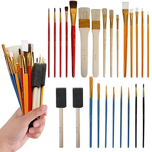 Book Cover CONDA 25 Pcs Assorted Paint Brushes Value Pack for Watercolor, Oil, Acrylic Paint, Tempera Paints & More