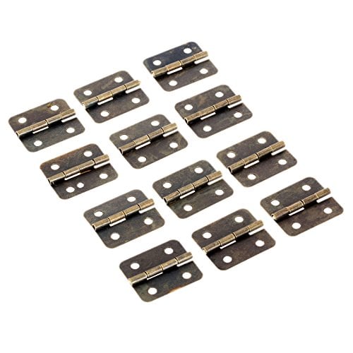 Book Cover dophee 12pcs Antique Brass Mini Hinges Connectors for Cabinet Drawer Crafts Wooden Box Jewelry Gift Box with Mounting Screws - 0.73