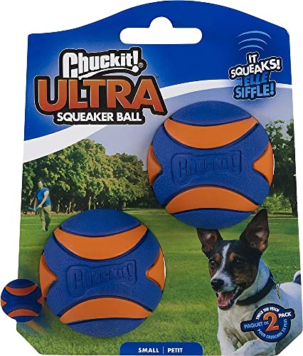 Book Cover Chuckit! Ultra Squeaker Ball Dog Toy, Small (2 Inch) 2 Pack for Small Breeds