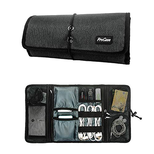 Book Cover ProCase Accessories Bag Organizer, Universal Electronics Travel Gadgets Carrying Case Pouch for Charger USB Cables SD Memory Cards Earphone Flash Hard Drive -Black