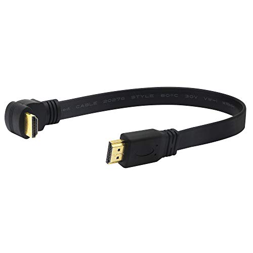 Book Cover CERRXIAN Lemeng 1FT Flat Slim High Speed HDMI Cable A Male to 90 Degree Down Angle A Male Cable