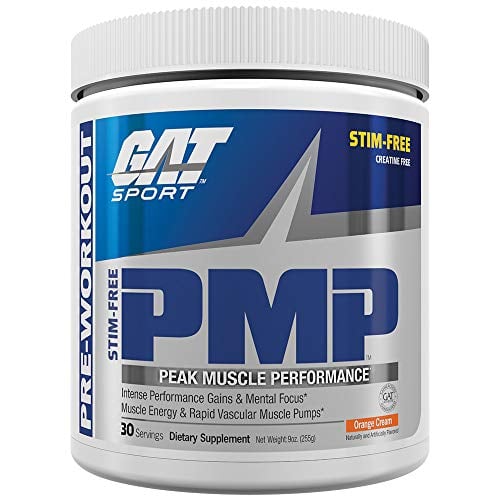 Book Cover GAT PMP (Peak Muscle Performance), Next Generation Pre Workout Powder for Intense Performance Gains, Stimulant Free Orange Cream 30 Servings (Packaging may vary)
