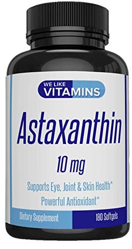 Book Cover Astaxanthin - New 10mg Softgel - 180 Soft gels - Astaxanthin Supplement 6 Month Supply Antioxidant Helps Support Exercise Recovery, Eye, Joint, Skin Health