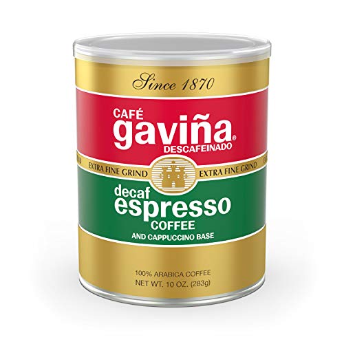Book Cover Cafe Gavina Decaf Espresso Roast Extra Fine Ground Coffee, 100% Arabica, 10-Ounce Can