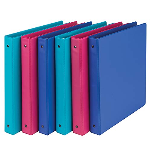 Book Cover Samsill Fashion Color 3 Ring Storage Binders, 1 Inch Round Ring, Assorted Colors May Vary (Blue Coconut, Dragon Fruit, Blueberry), Bulk Binders - 6 Pack