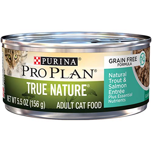 Book Cover Purina Pro Plan Natural, Grain Free Pate Wet Cat Food, TRUE NATURE Natural Trout & Salmon Entree - (24) 5.5 oz. Cans