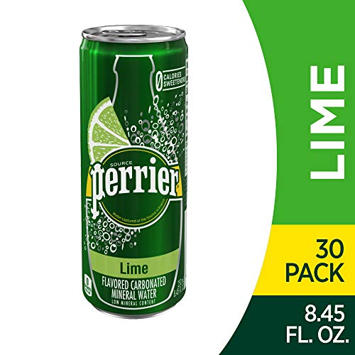 Book Cover Perrier Lime Flavored Carbonated Mineral Water, 8.45 fl oz. Slim Cans (Pack of 30)