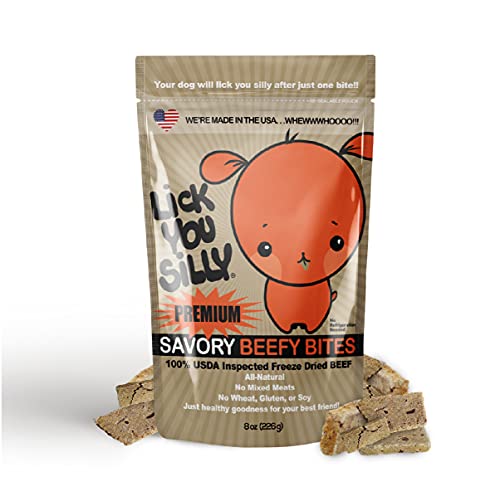 Book Cover Lick You Silly: Grain-Free, All-Natural Freeze-Dried Beef Liver Dog Treats - Made in The USA with Vital Essential Ingredients for Dogs, Including Puppy Training - 8 Ounce Treat Pouch
