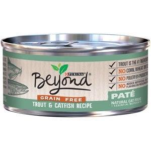 Book Cover Purina Beyond Pate Grain Free Trout and Catfish Recipe Canned Cat Food , 12 count-3 oz