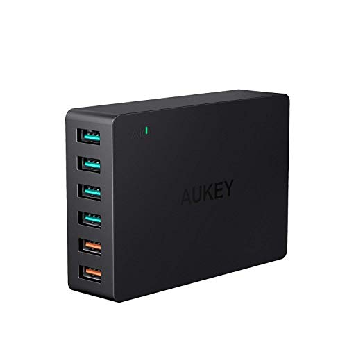 Book Cover Quick Charge 3.0 AUKEY 60W USB Charger with 6-Port USB Charging Station for Samsung Galaxy Note8, iPhone X / 8 / Plus, iPad Pro / Air 2 and More