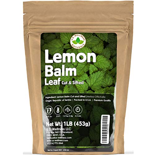 Book Cover Lemon Balm Tea (Bulk Herbal Tea): Bulk Lemon Balm Leaf (Melissa Officinalis Caffeine Free) - Herbal Balm, Bulk Balm Leaf (Cut and Sifted), 1lb (16Oz) U.S. Wellness Bulk Tea