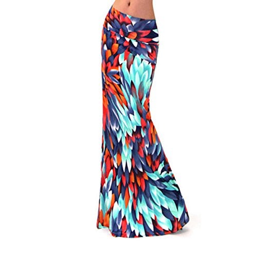 Book Cover Aisa Womens Multicolored Two Tone Damask Printed Maxi Skirt