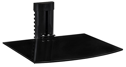 Book Cover Mount-It! MI-891 Floating Wall Mounted Shelf Bracket Stand for AV Receiver, Component, Cable Box, Playstation4, Xbox1, DVD Player, Projector, 17.6 Lbs Capacity, 1 Shelf, Tinted Tempered Glass Black