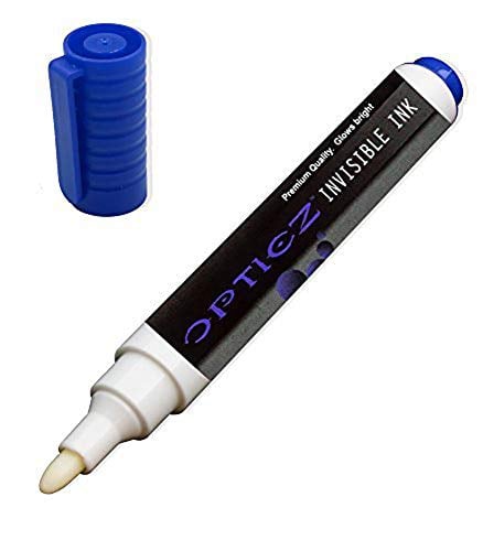 Book Cover Opticz UV Blacklight Reactive Large Tip Invisible Ink Marker, Blue