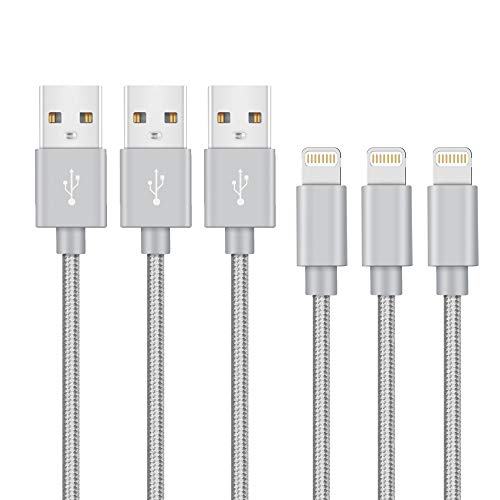 Book Cover MarchPower iPhone Charger Lightning Cable to USB Cord Certified 3 Pack 3ft Charging Cord iPhone 12 se 11 pro X 8 XR XS MAX 7 Plus 6 6S 6 Plus 5S SE iPod iPad Mini Air Pro and More (Gray)