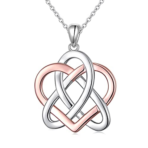 Book Cover DAOCHONG 925 Sterling Silver Good Luck Irish Triangle Celtic Knot Heart Vintage Pendant Necklace, Box Chain 18