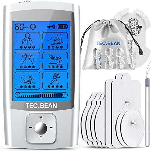 Book Cover TEC.Bean Tens Unit for Pain Management and Rehabilitation with 24 Modes and 8 Pads Pulse Impulse Massager Great for Treating Pain and Muscle Relief